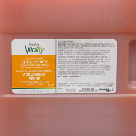 Nestle Vitality Citrus Peach Concentrate, 3 Liter -- 3 per case.