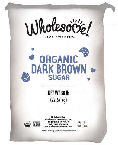 Wholesome Sweeteners Organic Dark Brown Sugar, 50 Pound.
