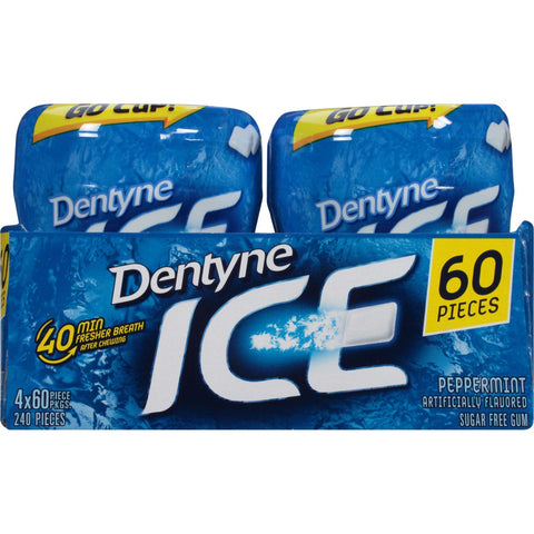 Cadbury Adams Peppermint Dentyne Ice Gum, 60 Pieces -- 24 per case.