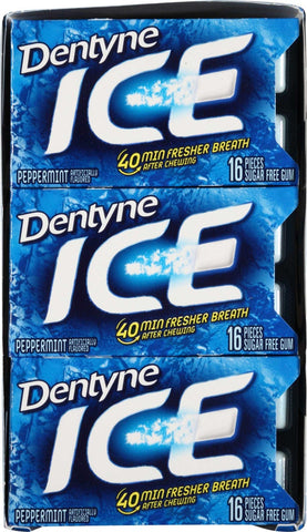 Dentyne Ice Peppermint Gum - 16 pieces per pack -- 162 packs per case.