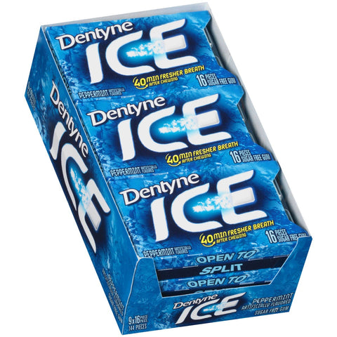 Dentyne Ice Peppermint Gum - 16 pieces per pack -- 162 packs per case.