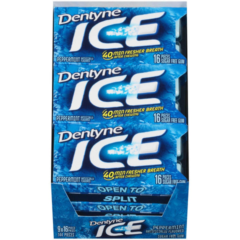 Dentyne Ice Peppermint Gum - 16 pieces per pack -- 162 packs per case.