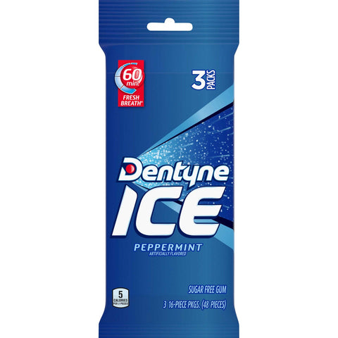 Dentyne Ice Peppermint Gum, 3 pack -- 20 per case.