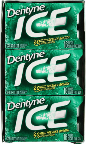 Dentyne Ice Spearmint Gum - 16 pieces per pack -- 162 packs per case.