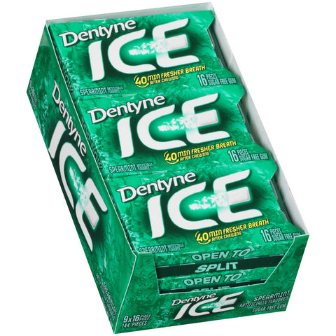Dentyne Ice Spearmint Gum - 16 pieces per pack -- 162 packs per case.