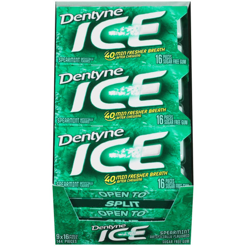 Dentyne Ice Spearmint Gum - 16 pieces per pack -- 162 packs per case.