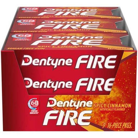 Dentyne Fire Spicy Cinnamon Sugar Free Gum, 0.8 Ounce -- 162 per case