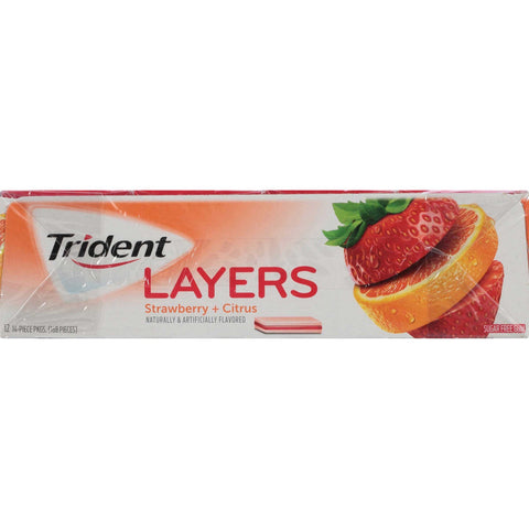 Trident Layers Wild Strawberry Tangy Citrus Sugarfree Gum - 12 per pack -- 12 packs per case.
