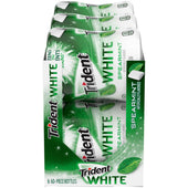 Trident White Spearmint Sugar Free Gum - 6 per pack -- 4 packs per case.