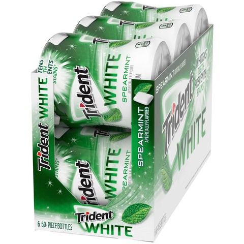 Trident White Spearmint Sugar Free Gum - 6 per pack -- 4 packs per case.
