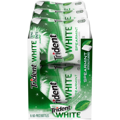 Trident White Spearmint Sugar Free Gum - 6 per pack -- 4 packs per case.