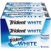 Trident White Peppermint Gum - 16 pieces per pack -- 162 packs per case.