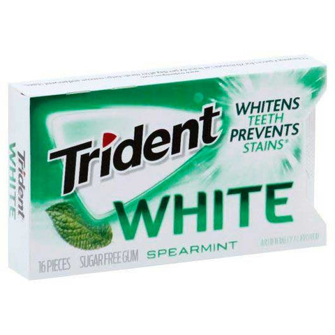 Trident White Spearmint Sugarfree Gum - 16 pieces per pack -- 162 packs per case