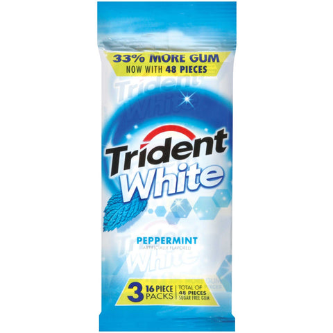 Trident White Peppermint Sugar Free Gum - 48 per pack -- 20 packs per case.