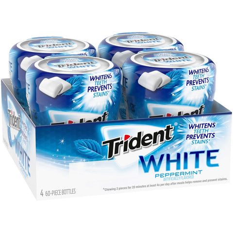 Trident White Peppermint Sugar Free Gum - 60 per pack -- 24 packs per case.