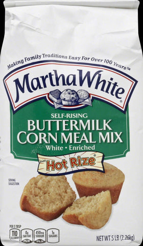 Martha White Buttermilk Self Rising Enriched White Corn Meal Mix, 5 Pound -- 8 per case.