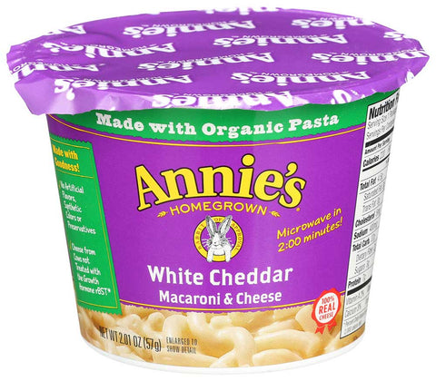 Annies Homegrown White Cheddar Microwavable Macaroni and Cheese Cup, 2.01 Ounce -- 12 per case
