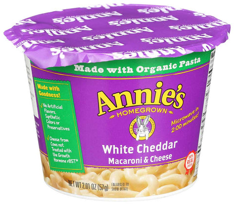 Annies Homegrown White Cheddar Microwavable Macaroni and Cheese Cup, 2.01 Ounce -- 12 per case