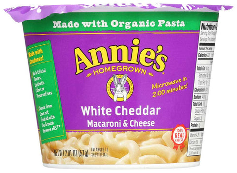 Annies Homegrown White Cheddar Microwavable Macaroni and Cheese Cup, 2.01 Ounce -- 12 per case