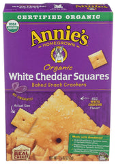 Annies Homegrown Organic White Cheddar Squares Cracker, 7.5 Ounce -- 12 per case