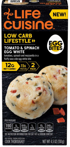 Life Cuisine Single Serve Tomato and Spinach Egg White Bites, 4.5 Ounce -- 8 per case