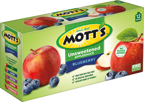 Motts Unsweetened Strawberry Applesauce, 3.2 Ounce Pouch - 12 count per pack -- 4 packs per case