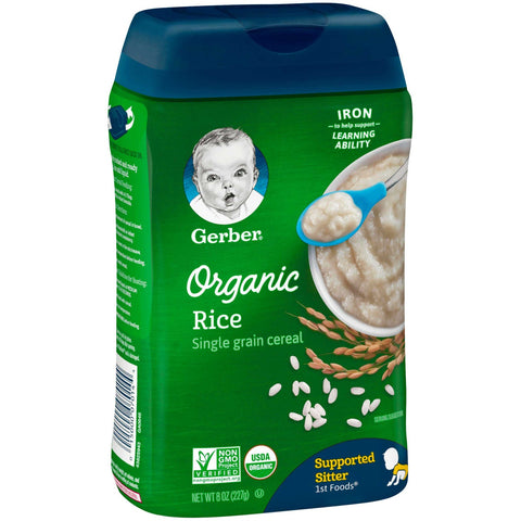 Gerber Infant Organic Rice Cereal, 8 Ounce -- 6 per case.