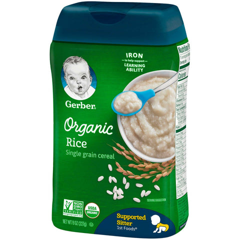 Gerber Infant Organic Rice Cereal, 8 Ounce -- 6 per case.