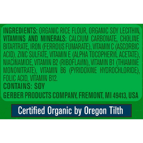 Gerber Infant Organic Rice Cereal, 8 Ounce -- 6 per case.