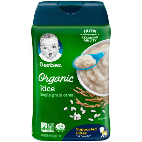 Gerber Infant Organic Rice Cereal, 8 Ounce -- 6 per case.