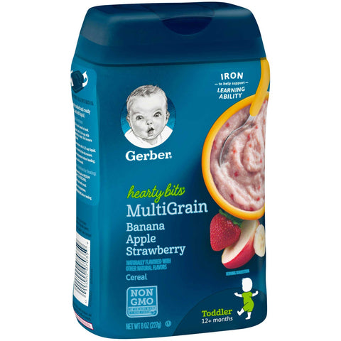 Gerber Hearty Bits Infant Banana Apple Strawberry Baby Cereal, 8 Ounce -- 6 per case.