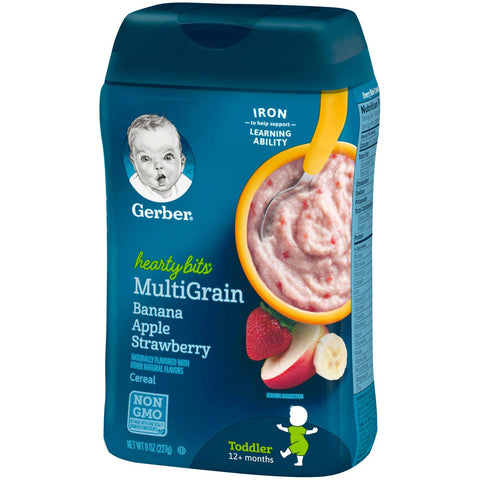 Gerber Hearty Bits Infant Banana Apple Strawberry Baby Cereal, 8 Ounce -- 6 per case.