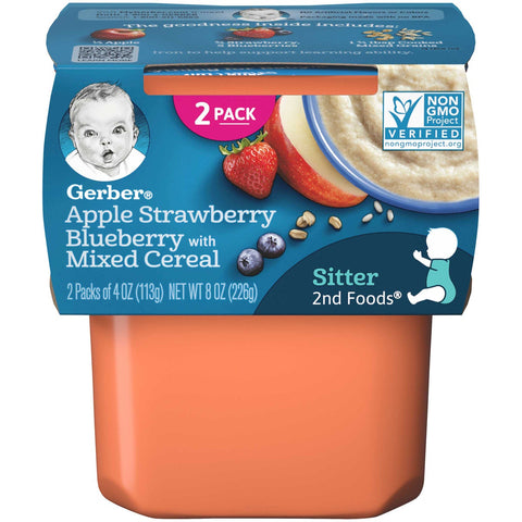 Gerber 2nd Foods Apple Berry Mixed Cereal Baby Food, 8 Ounce -- 8 per case.