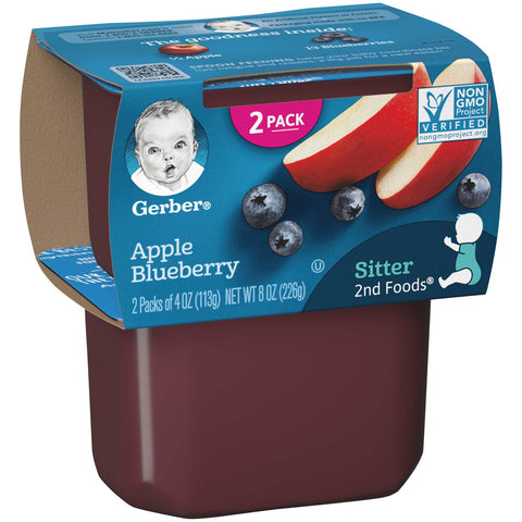 Gerber 2nd Foods Apple Blueberry Baby Food, 8 Ounce -- 8 per case.