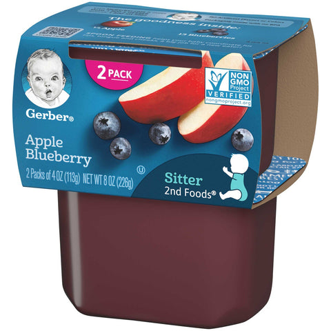 Gerber 2nd Foods Apple Blueberry Baby Food, 8 Ounce -- 8 per case.