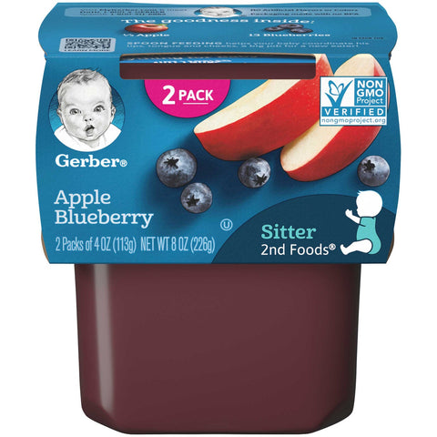 Gerber 2nd Foods Apple Blueberry Baby Food, 8 Ounce -- 8 per case.