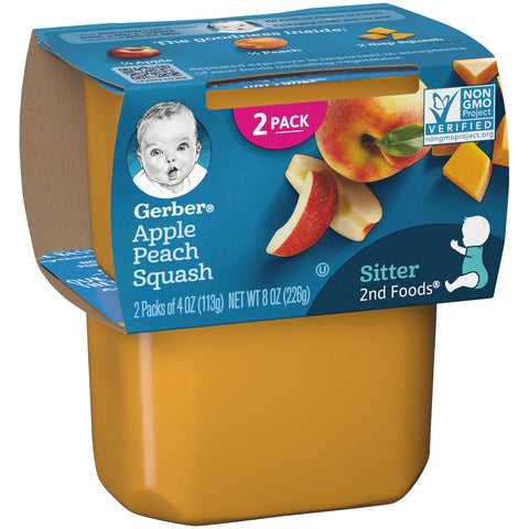 Gerber 2nd Food Apple Peach Squash Baby Food, 8 Ounce -- 8 per case.