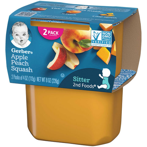 Gerber 2nd Food Apple Peach Squash Baby Food, 8 Ounce -- 8 per case.