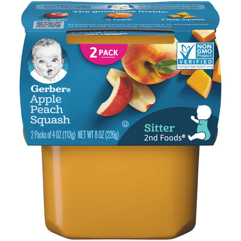 Gerber 2nd Food Apple Peach Squash Baby Food, 8 Ounce -- 8 per case.
