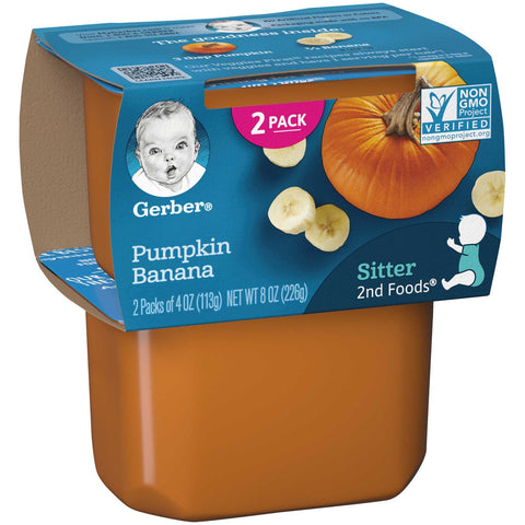 Gerber 2nd Foods Pumpkin Banana Baby Food, 8 Ounce -- 8 per case.