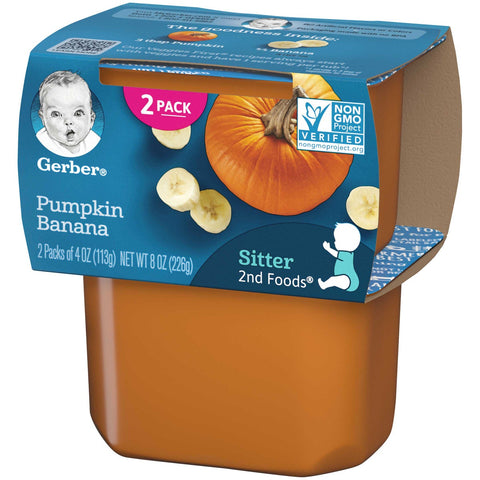 Gerber 2nd Foods Pumpkin Banana Baby Food, 8 Ounce -- 8 per case.