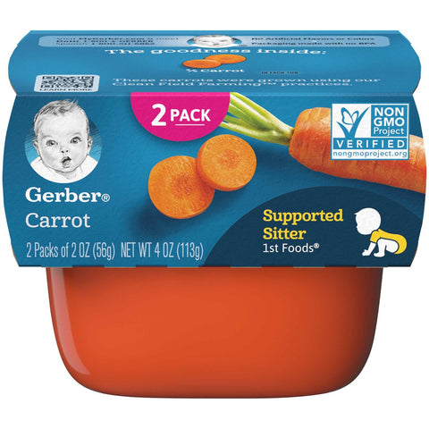 Gerber 1st Foods Carrot Baby Food - Multi Pack, 4 Ounce Tub -- 8 per case.