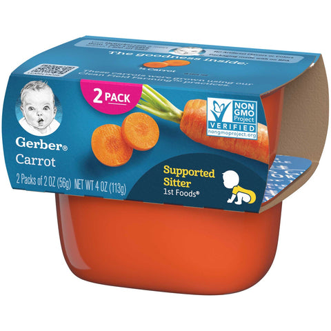 Gerber 1st Foods Carrot Baby Food - Multi Pack, 4 Ounce Tub -- 8 per case.