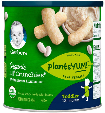 Gerber Organic Lil Crunchies White Bean Hummus, 1.59 Ounce -- 6 per case.