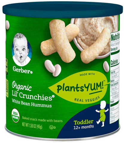 Gerber Organic Lil Crunchies White Bean Hummus, 1.59 Ounce -- 6 per case.