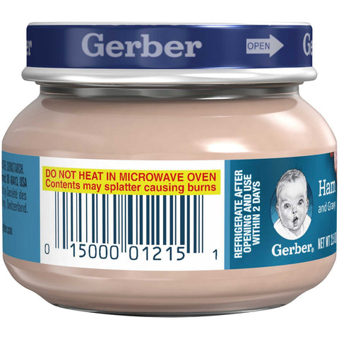 Gerber 2nd Foods Ham and Gravy, 2.5 Ounce Glass Jar -- 10 per case