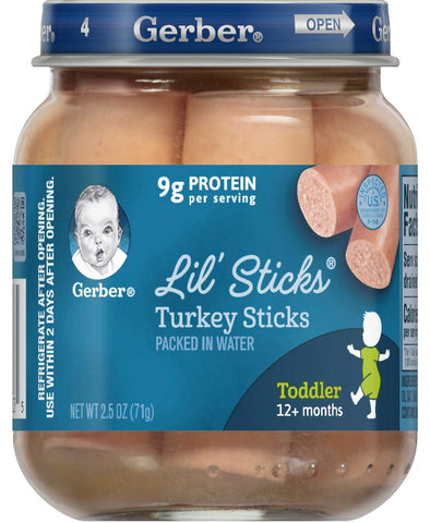 Gerber Lil Sticks Turkey Sticks, 2.5 Ounce Glass Jar -- 10 per case