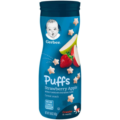 Gerber Puffs Apple Strawberry Baby Snack, 1.48 Ounce -- 6 per case.
