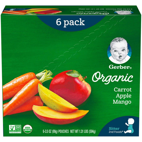 Gerber 2nd Foods Organic Carrot Apples and Mangoes Baby Food, 3.5 Ounce -- 12 per case.