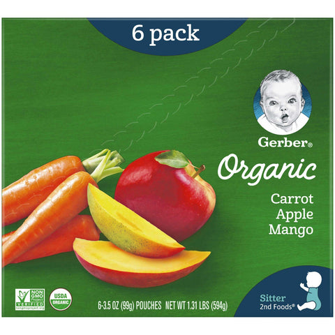 Gerber 2nd Foods Organic Carrot Apples and Mangoes Baby Food, 3.5 Ounce -- 12 per case.